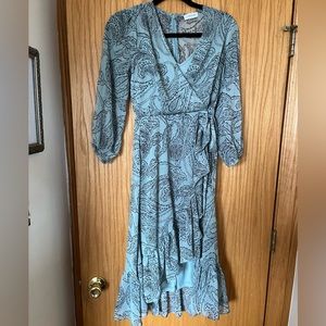 Calvin Klein Paisley High-Low Wrap Dress
